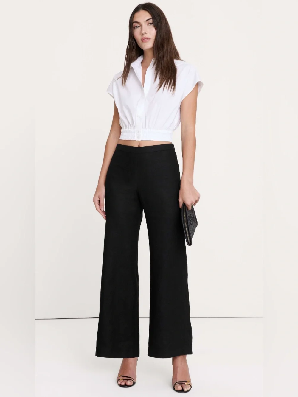 BANANA REPUBLIC MID-RISE KICK-FLARE LINEN ANKLE PANT